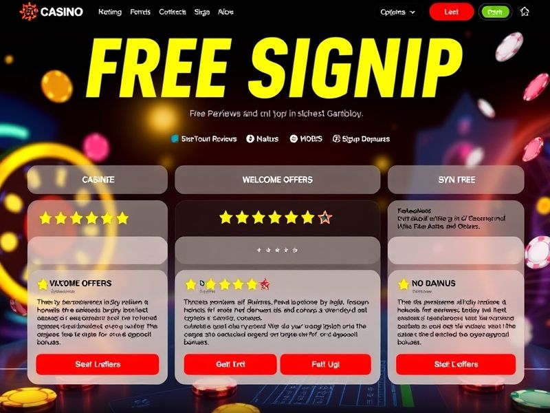 Discover top online casinos offering free signup bonuses for new players. Get expert insights, compare no-deposit promotions, and find合法 gambling options to maximize your casino experience.
